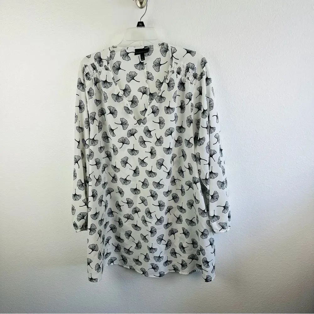 Lane Bryant Ginko Leaf Long Sleeve Chiffon Blouse Size 24